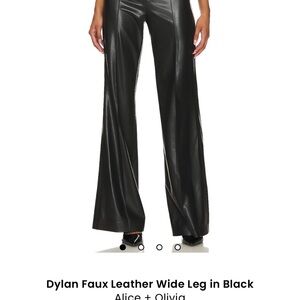 Alice + Olivia Black Wide Leg Pants Faux Leather